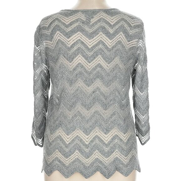 Travelers by Chico's Sz 3 (XL) Semi-Sheer Zig-Zag Hem Pullover Sweater - Picture 3 of 11